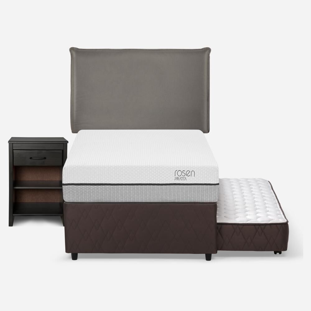 Cama Nido Rosen Pratta / 1.5 Plazas / Base Normal + Set De Maderas Maurice Gris image number 1.0
