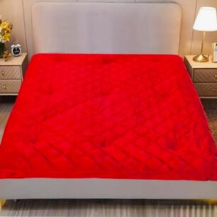 Cubre Colch&oacute;n Plush Acolchado 2 Plazas Rojo
