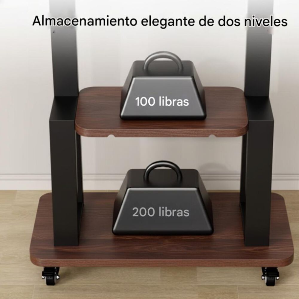 Soporte De Tv Móvil Con Ruedas 32"-75" Y Estantes Ajustables image number 5.0