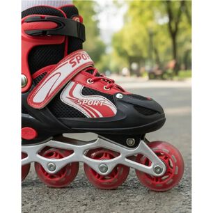 Set Patines Lineales Con Juego De Protecci&oacute;n Rojo L (39-42).