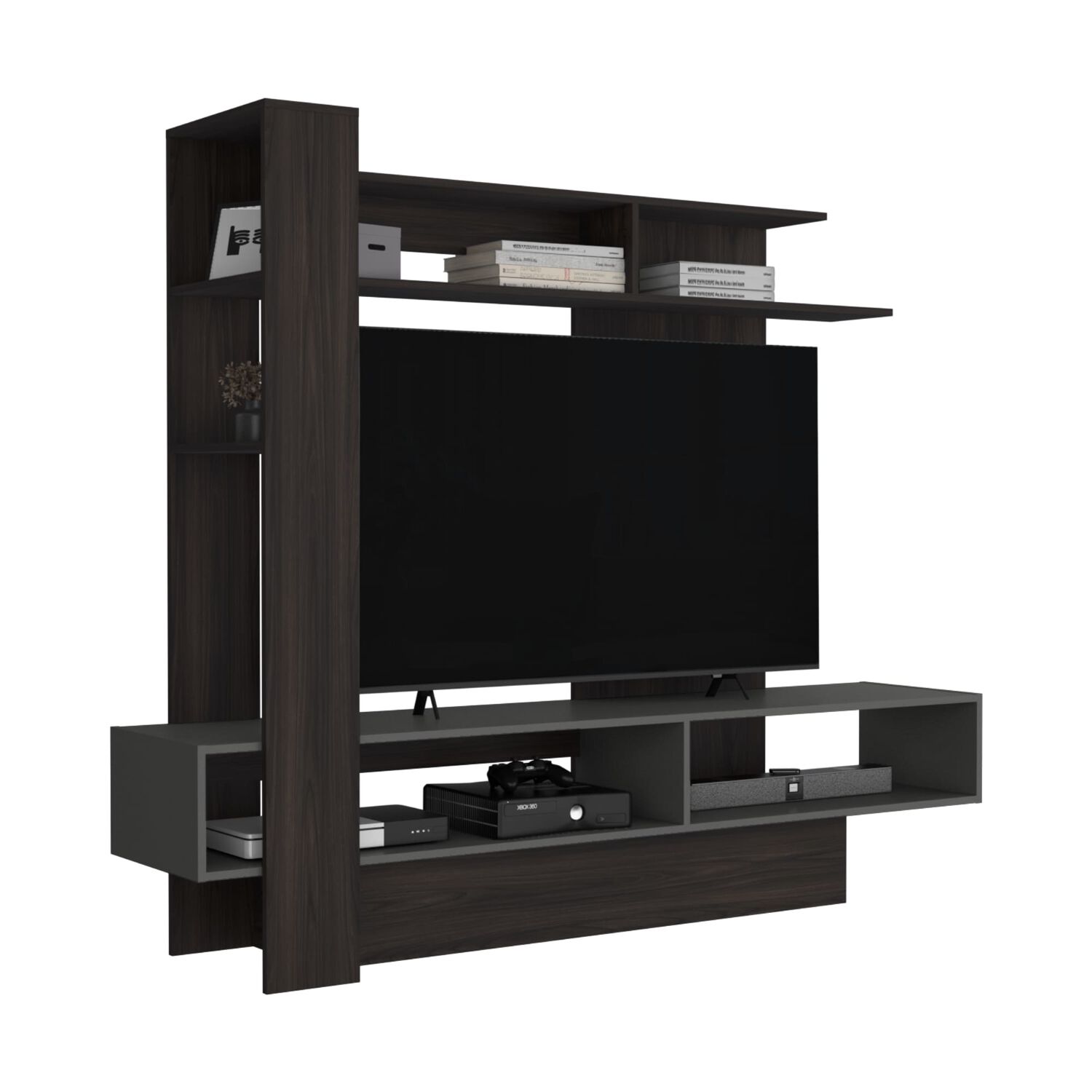 Estante Tv 55" Con 4 Repisas Fm-004o Caf&eacute; Oscuro Y Plomo image number 1.0