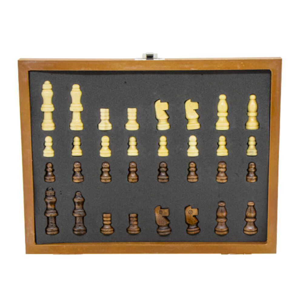 Juego Ajedrez Port&aacute;til De Madera Con Botella Y Vasos Metal image number 2.0