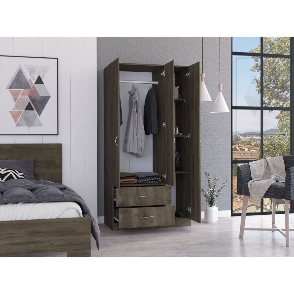 Closet 3 Puertas 2 Cajones Café Oscuro 180x90x47 Cm image number 5.0