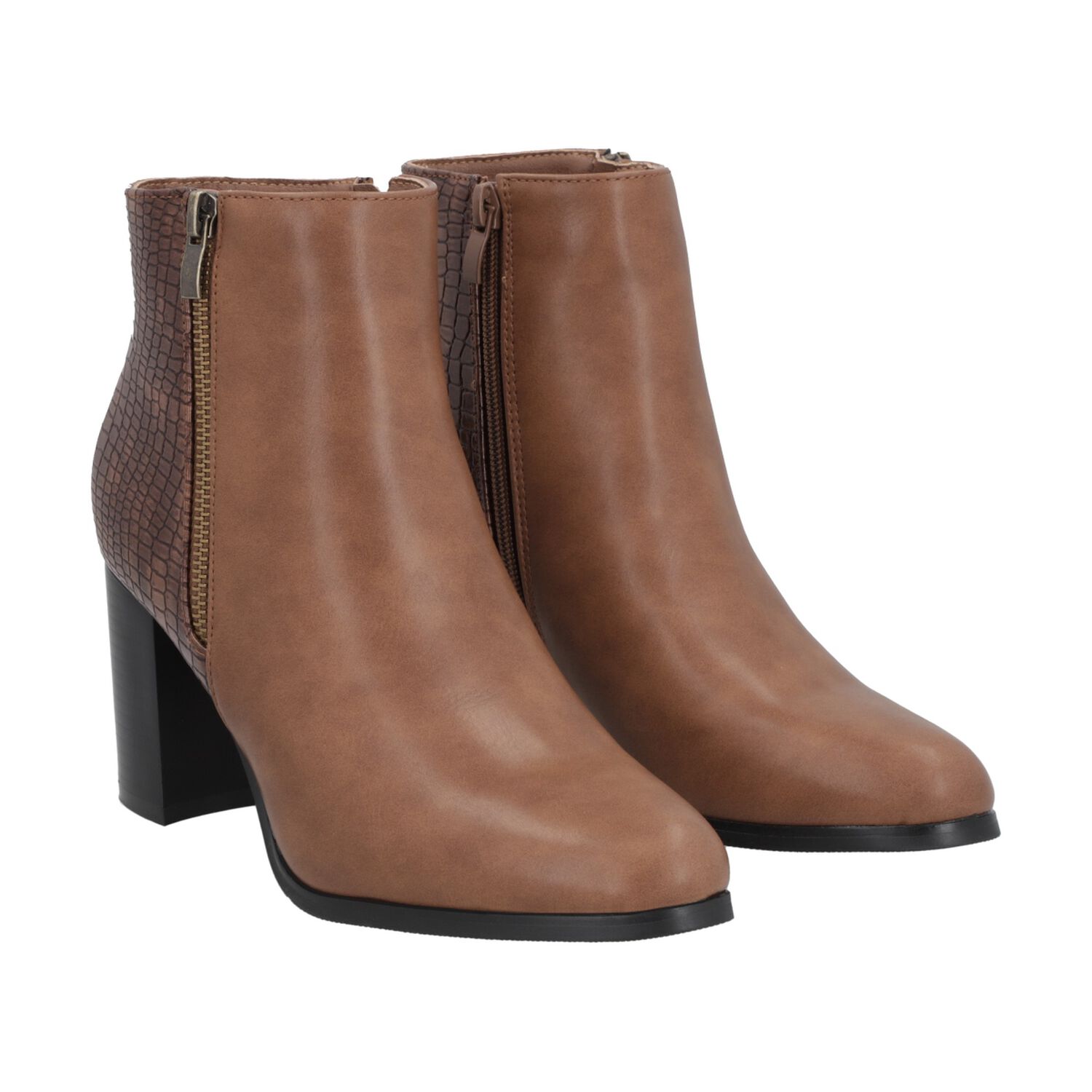 Botin Mujer Marr&oacute;n Taco Medio Lux Police image number 4.0