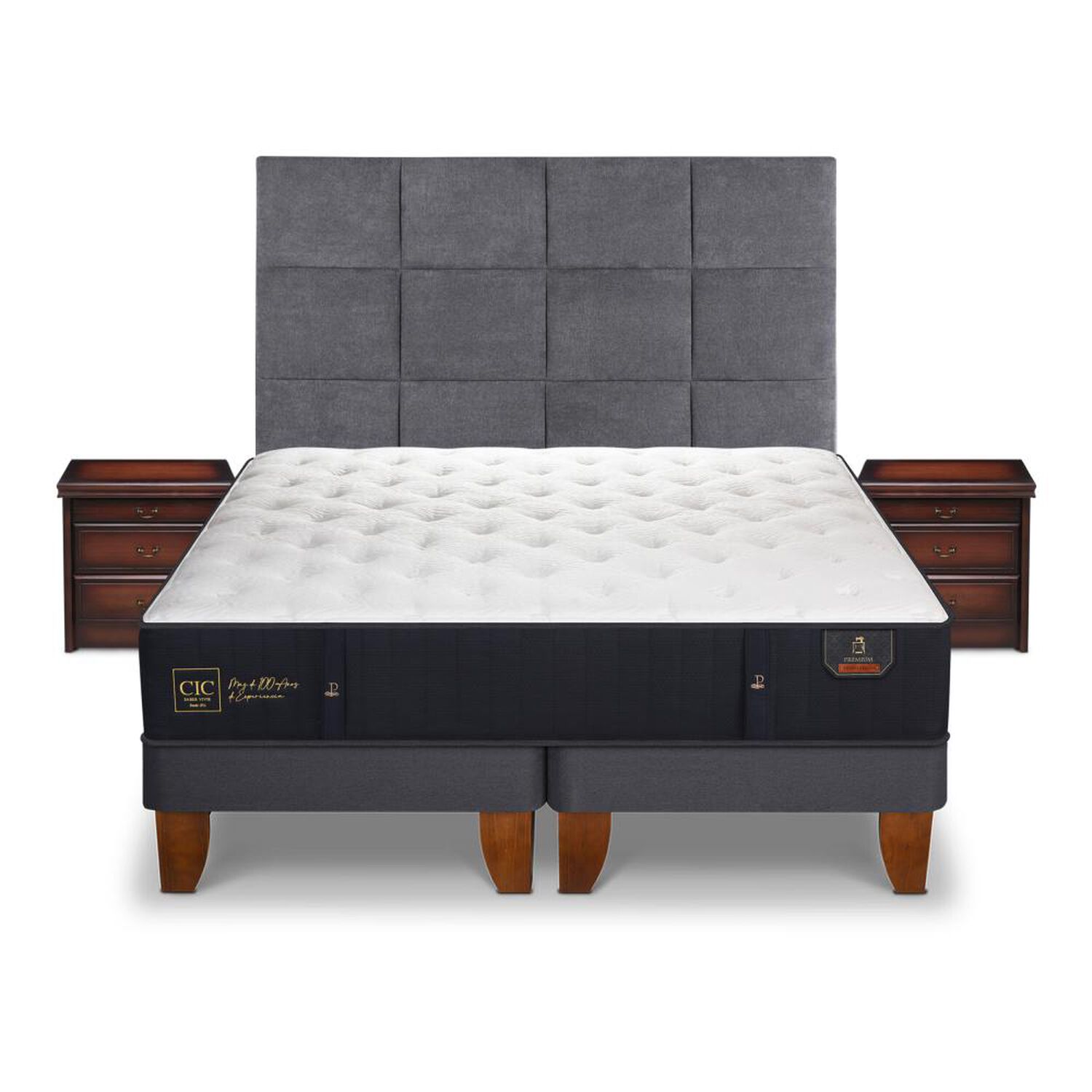 Cama Europea Cic Premium / Super King / Base Dividida + Set De Maderas image number 0.0