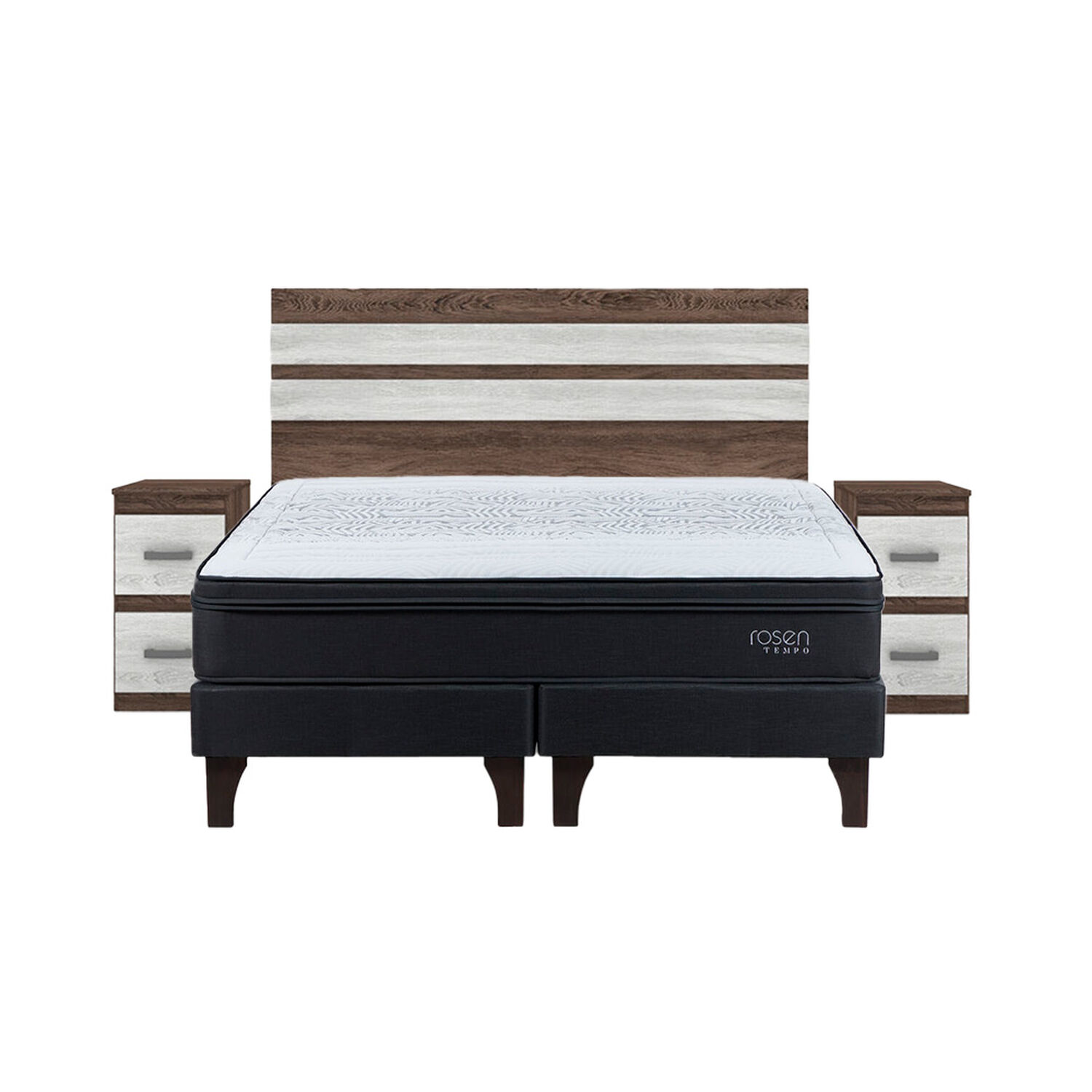 Cama Europea Rosen Tempo / 2 Plazas / Base Dividida + Set De Maderas Madrid image number 0.0