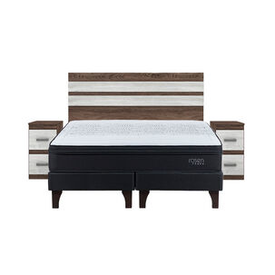 Cama Europea Rosen Tempo / 2 Plazas / Base Dividida + Set De Maderas Madrid