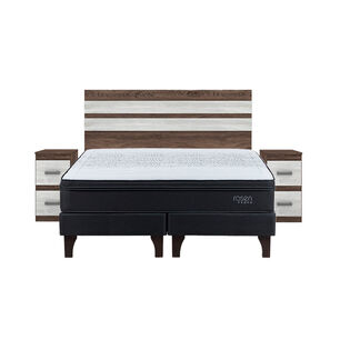 Cama Europea Rosen Tempo / 2 Plazas / Base Dividida + Set De Maderas Madrid