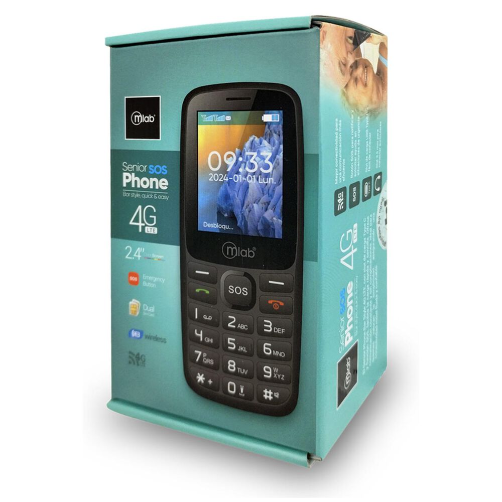 Telefono Senior 4g Lte Digitos Grandes Negro 9387 Mlab image number 5.0