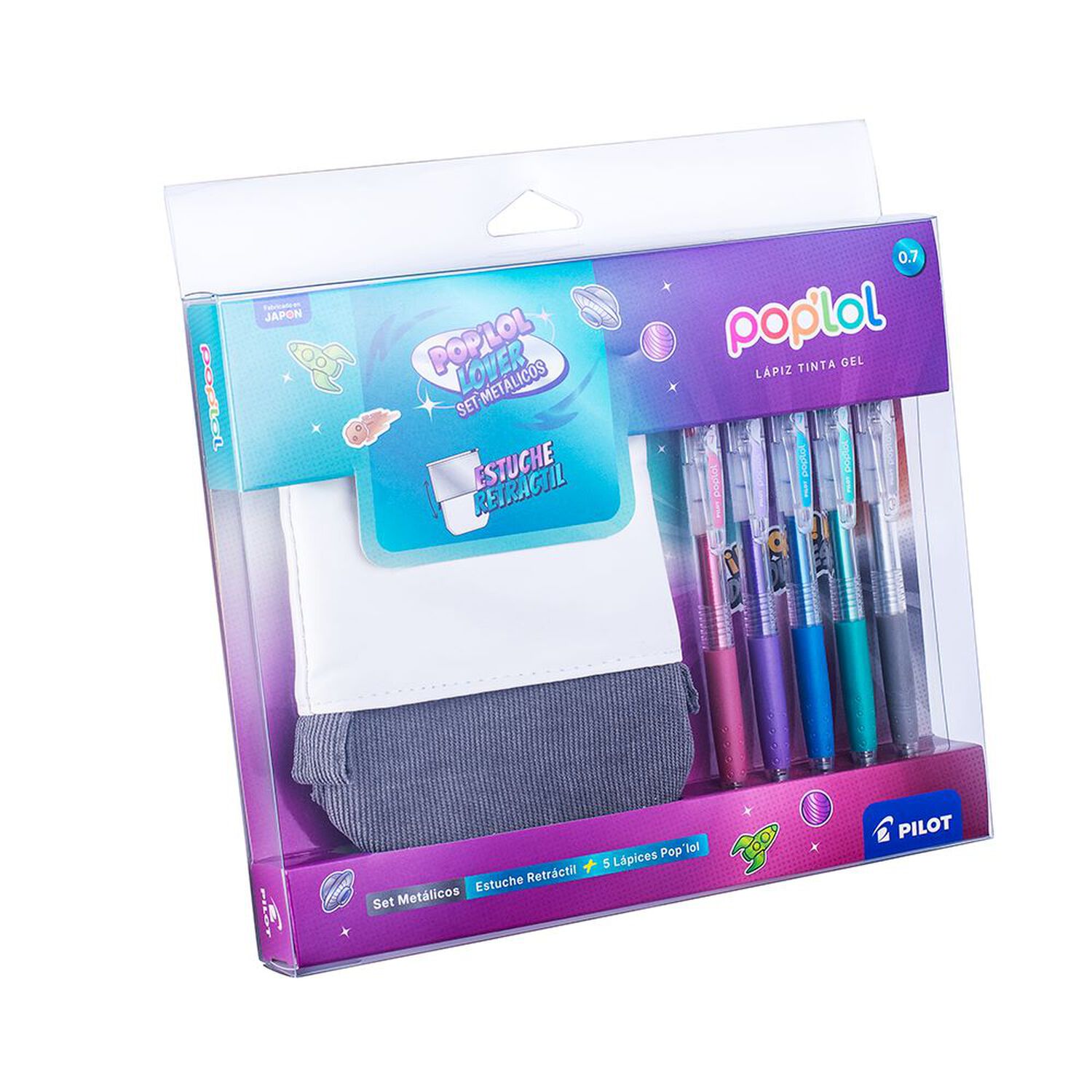 Set L&aacute;piz Gel Poplol Met&aacute;licos 0.7 5u C/estuche Gris Pilot image number 0.0