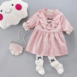 JUMP KIDS Vestido De Cotelé Con Bolso Conejo Forrado En Plush Niña Color Rosa