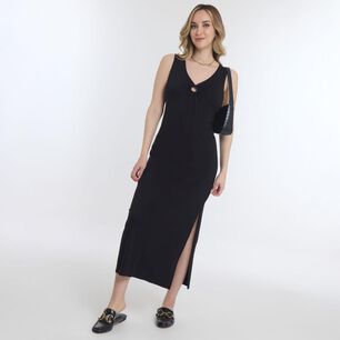 Vestido Largo Estampado Sin Mangas Y Con Aplicaci&oacute;n En Escote Mujer Geeps
