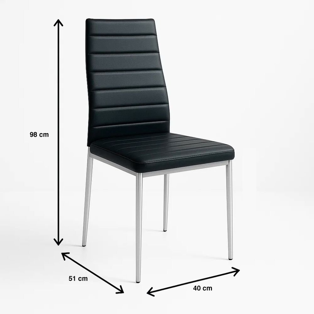 Pack De 4 Sillas Acolchadas Dining Liana Con Patas Cromadas - Negras image number 3.0