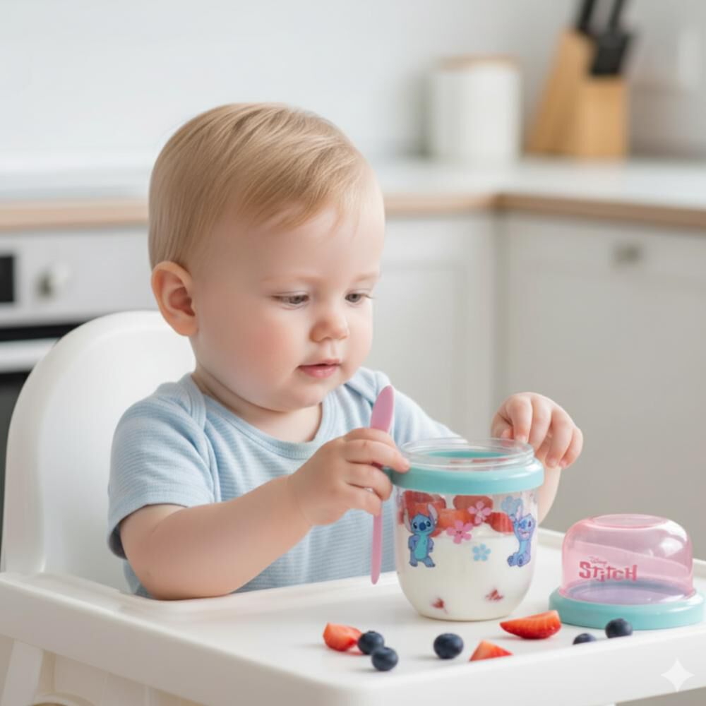 Vaso Yogurt Infantil Disney Stitch 450ml Con Cuchara image number 6.0