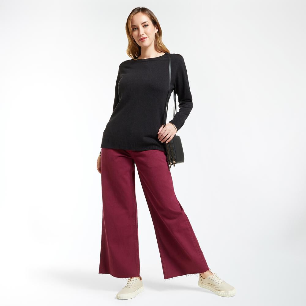Sweater Liso Aplicación Boton Cuello Redondo Mujer Geeps image number 1.0