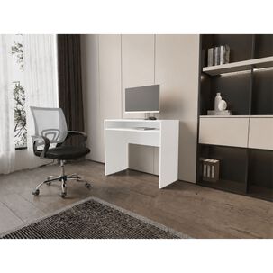 Combo Oficina New York 1 Escritorio Blanco + Silla Color Ergon&oacute;mica Con Altura Ajustable
