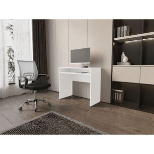 Combo Oficina New York 1 Escritorio Blanco + Silla Color Ergon&oacute;mica Con Altura Ajustable