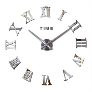 Reloj De Pared Con Pegatinas De Espejo Acr&iacute;lico Plata05