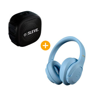 Aud&iacute;fonos Sleve Pulse ANC 2Gen Sky Blue + Parlante Bluetooth Sleve Boom Mini Black