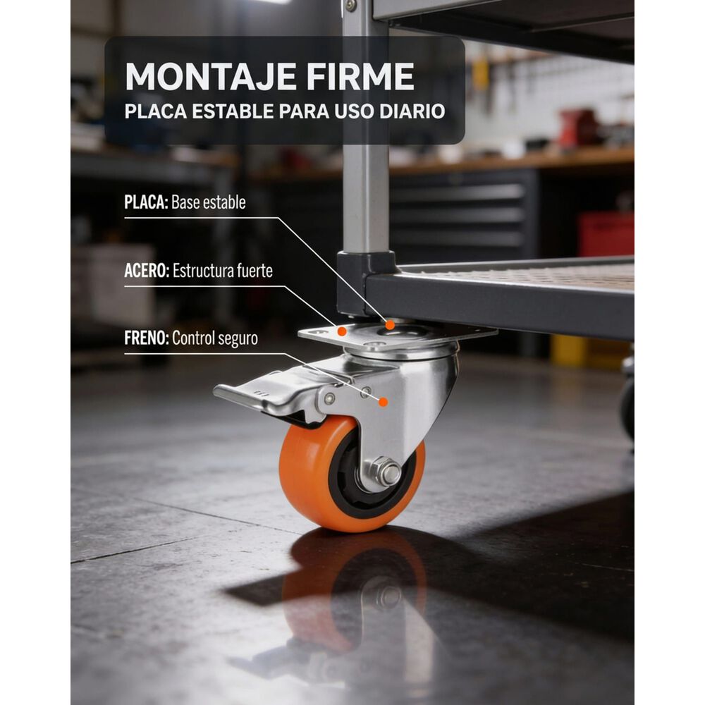 Set X4 Ruedas De 3 Pulgada Giratoria Para Muebles Con Frenos image number 4.0