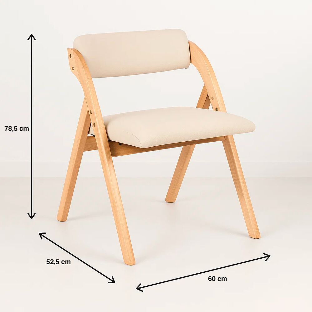 Pack De 2 Sillas Betlahem De Madera Plegable Acolchada - Beige image number 3.0