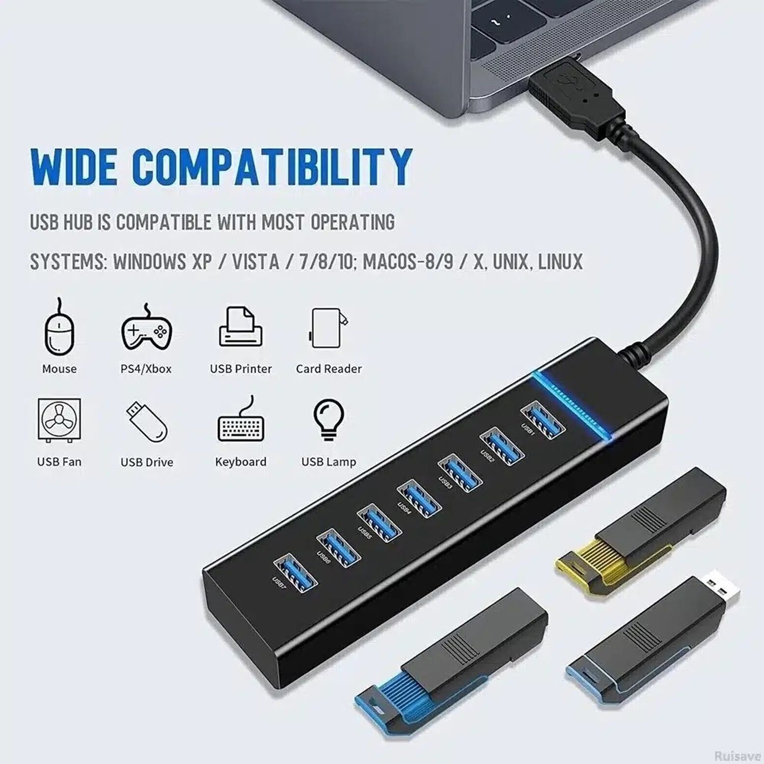 Hub Usb 3.0 De 7 Puertos Y Cable Largo De 120cm image number 3.0