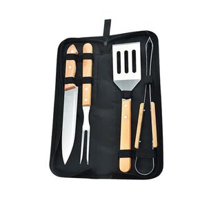 Set Utensilios 4 Piezas Para Asar Parrilla Barbacoa Estuche