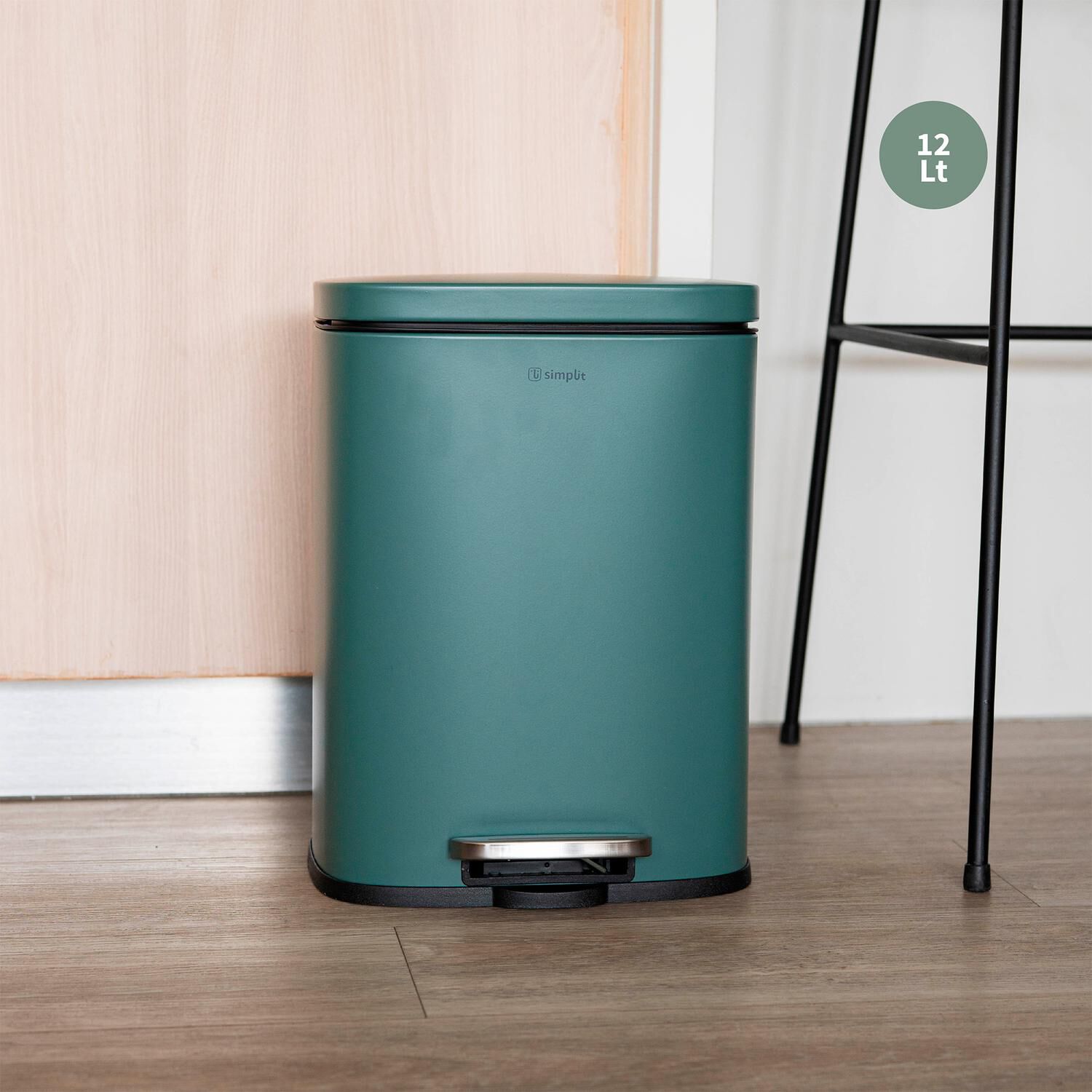 Basurero Cocina Lucca 12lt Pedal Acero Inox Simplit image number 1.0