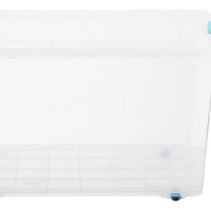 Caja Organizadora Almacenamiento Suprema 50 Lts Color Transparente Tapa Turquesa