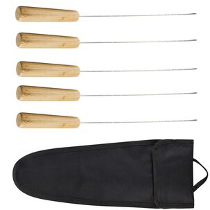 Set 5 Fierros Anticuchos Asado Madera