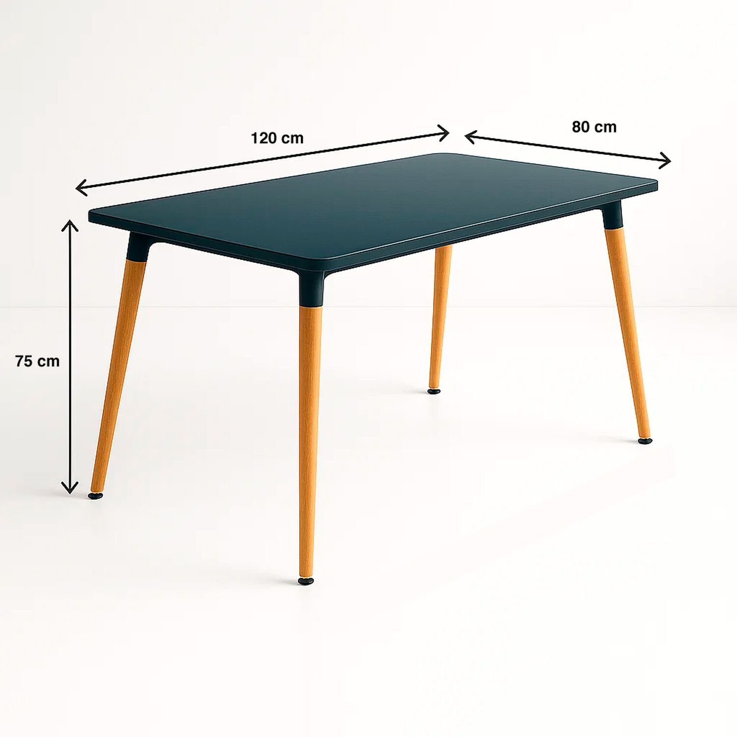 Mesa De Comedor 120x80 Rectangular - Negra image number 3.0