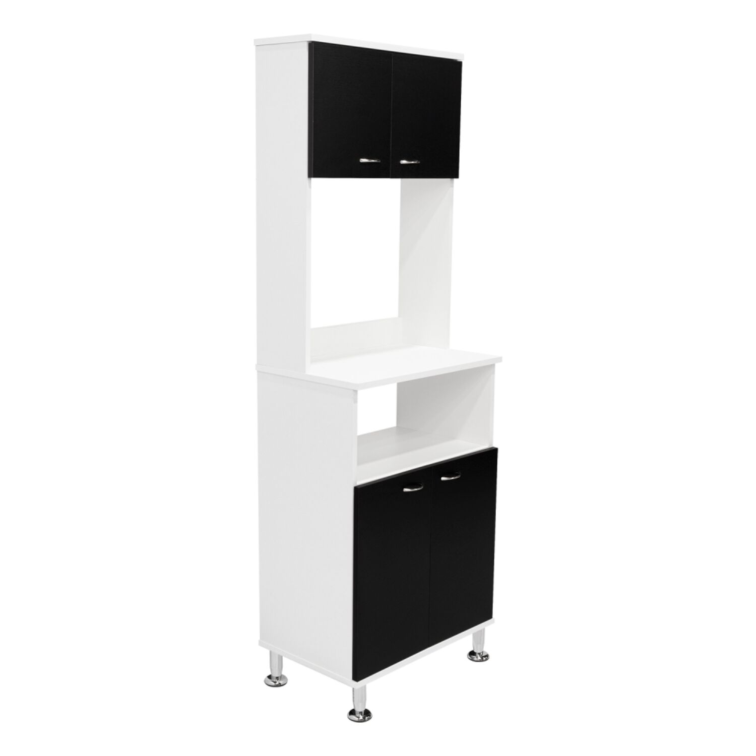 Mueble Microonad 4 Puertas Fm-011b Blanco Y Negro image number 0.0