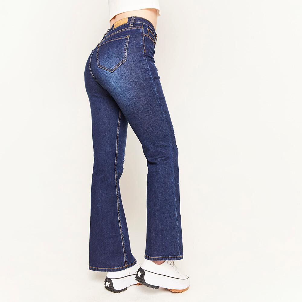 Jeans Roturas Tiro Alto Flare Mujer Freedom image number 2.0