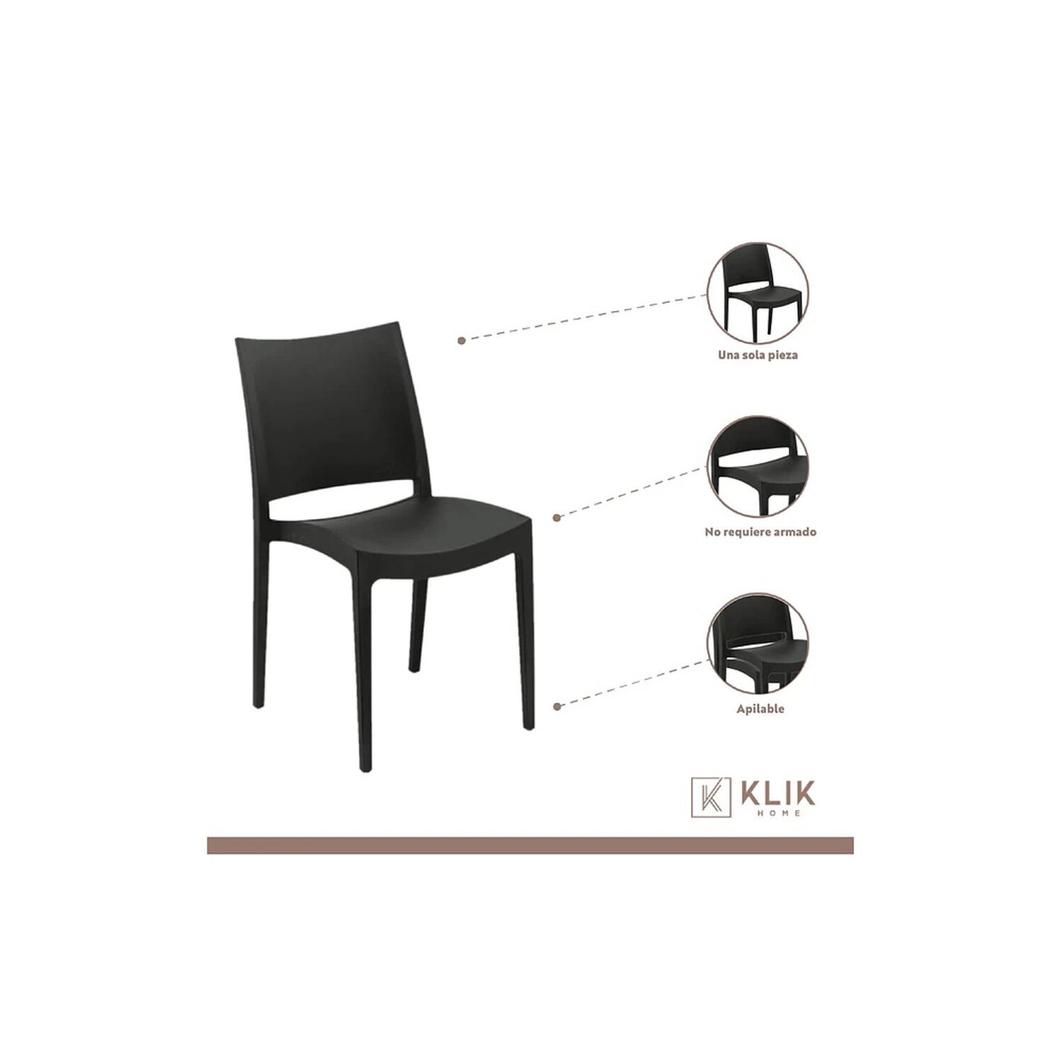 Comedor Mesa Eames De Vidrio 100cm + 4 Sillas De Terraza Exterior - Negras image number 2.0