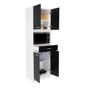 Mueble Microondas 4 Puertas 1 Cajon Fm-014b Negro Y Blanco