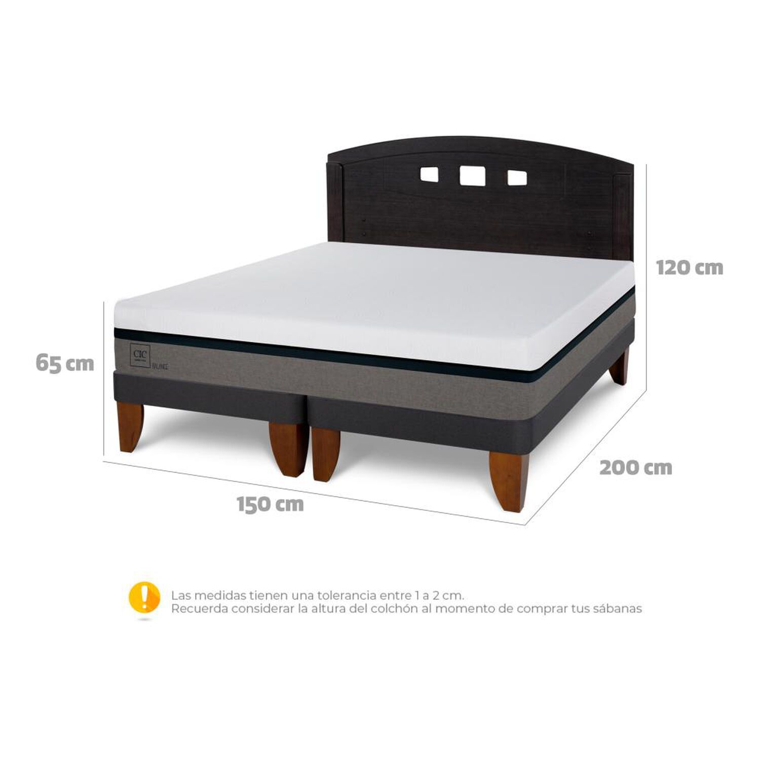 Cama Europea Cic Balance / 2 Plazas / Base Dividida + Respaldo image number 5.0