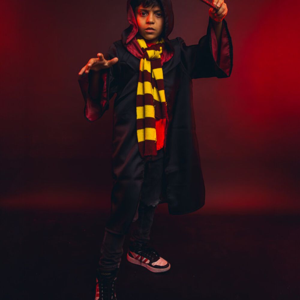 Disfraz Harry Potter Tunica Varita Bufanda Gryffindor Niño image number 9.0