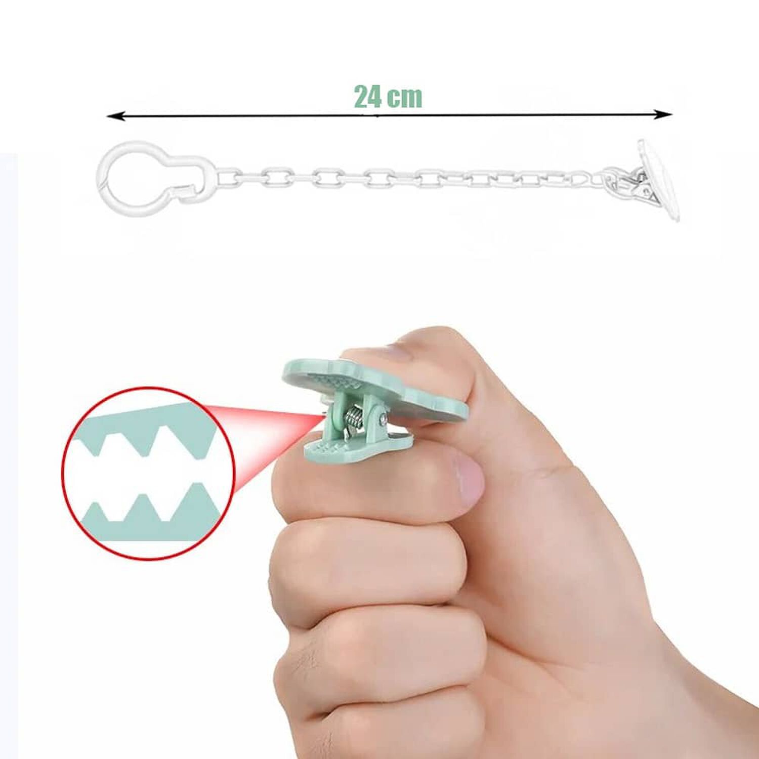 Porta Chupete Clip Plastico Cadena Afirmador Colgante image number 2.0