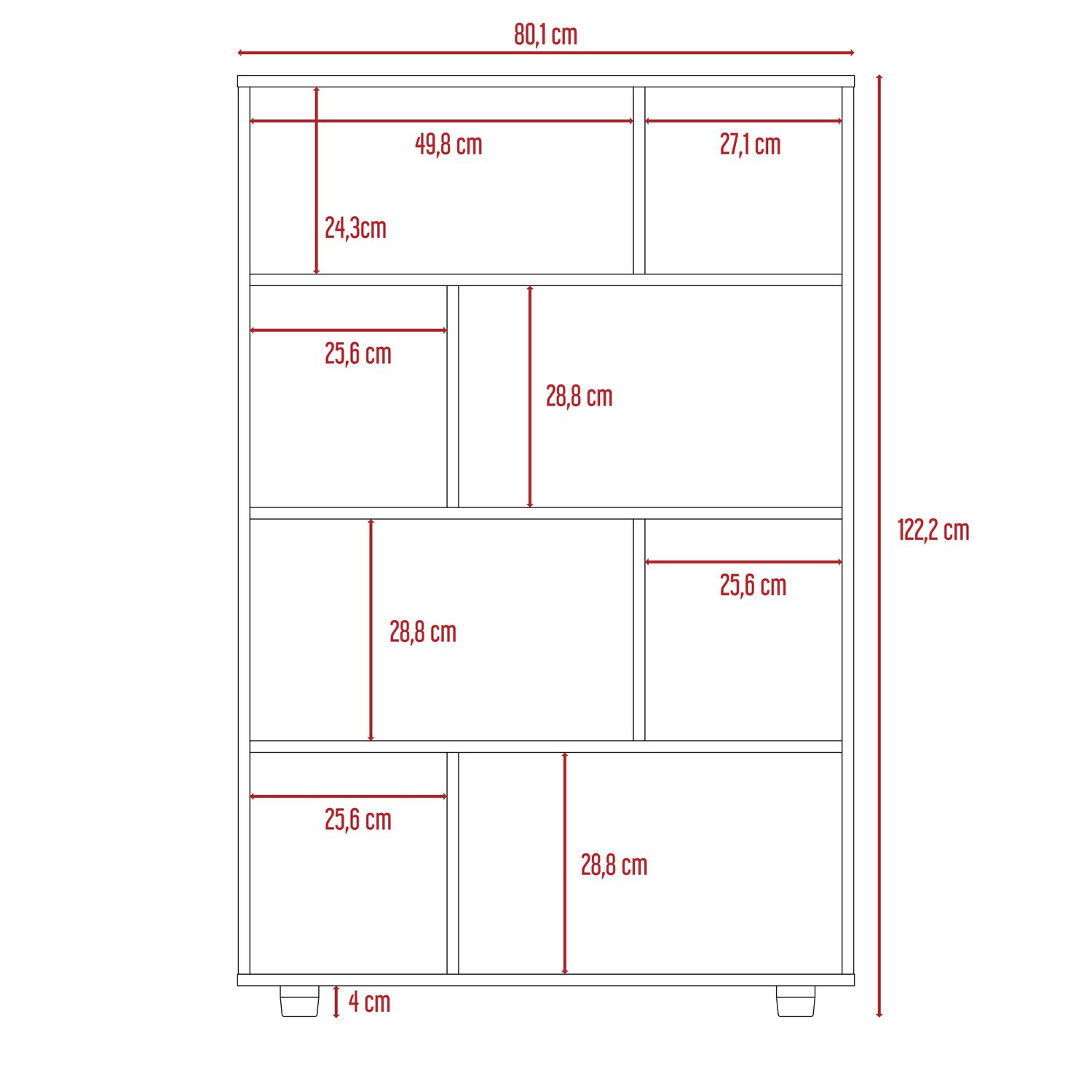Biblioteca Modular 8 Repisas Fm-011g Gris image number 6.0