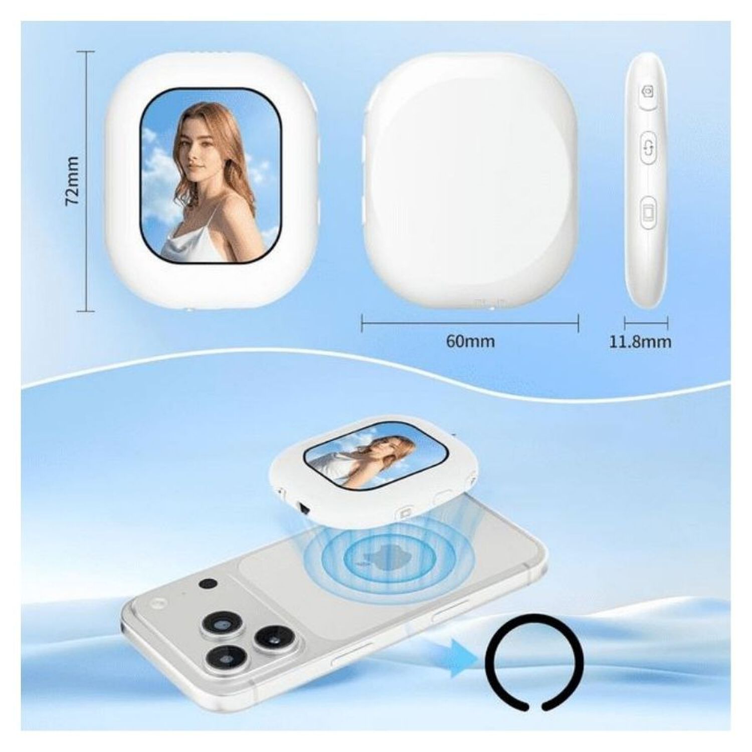 Mini Pantalla Selfie Magn&eacute;tica Con Luz Led Y Cable Usb-c Celular image number 2.0