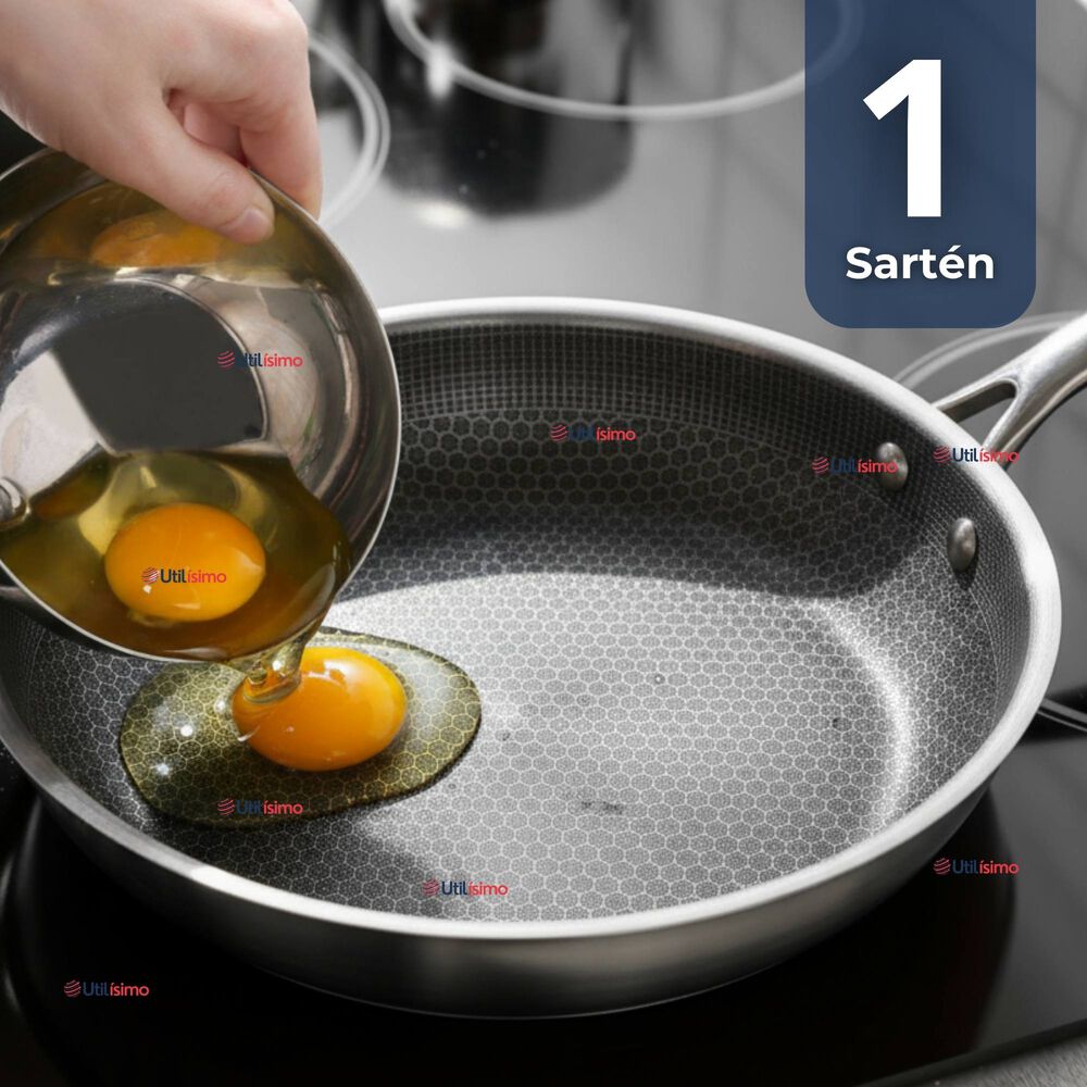 Sartén Acero Inoxidable Antiadherente 24cm Para Cocinar Freír Saltear image number 0.0