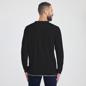 Polera Lisa Slim Manga Larga Cuello Redondo Hombre Az Black