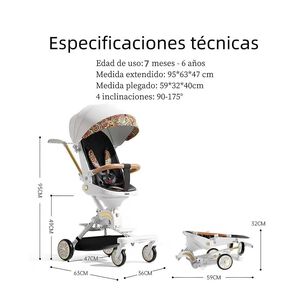 Coche De Paseo 360 3 En 1 Reclinable Lubabycas Blanco