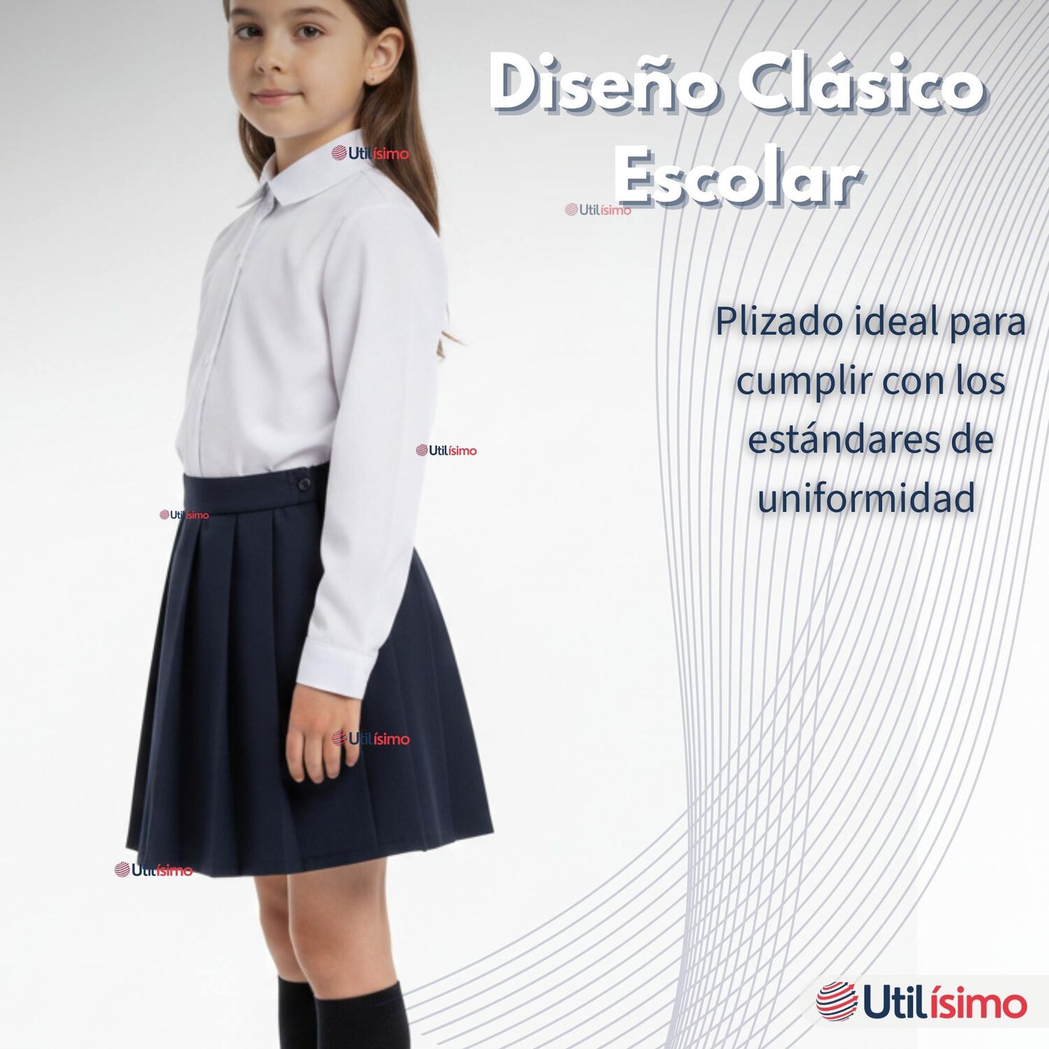 Falda Escolar Color Azul Uniforme Para Ni&ntilde;as image number 3.0