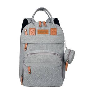 Mochila Maternal Con Monedero Y Colgador Lubabycas Gris