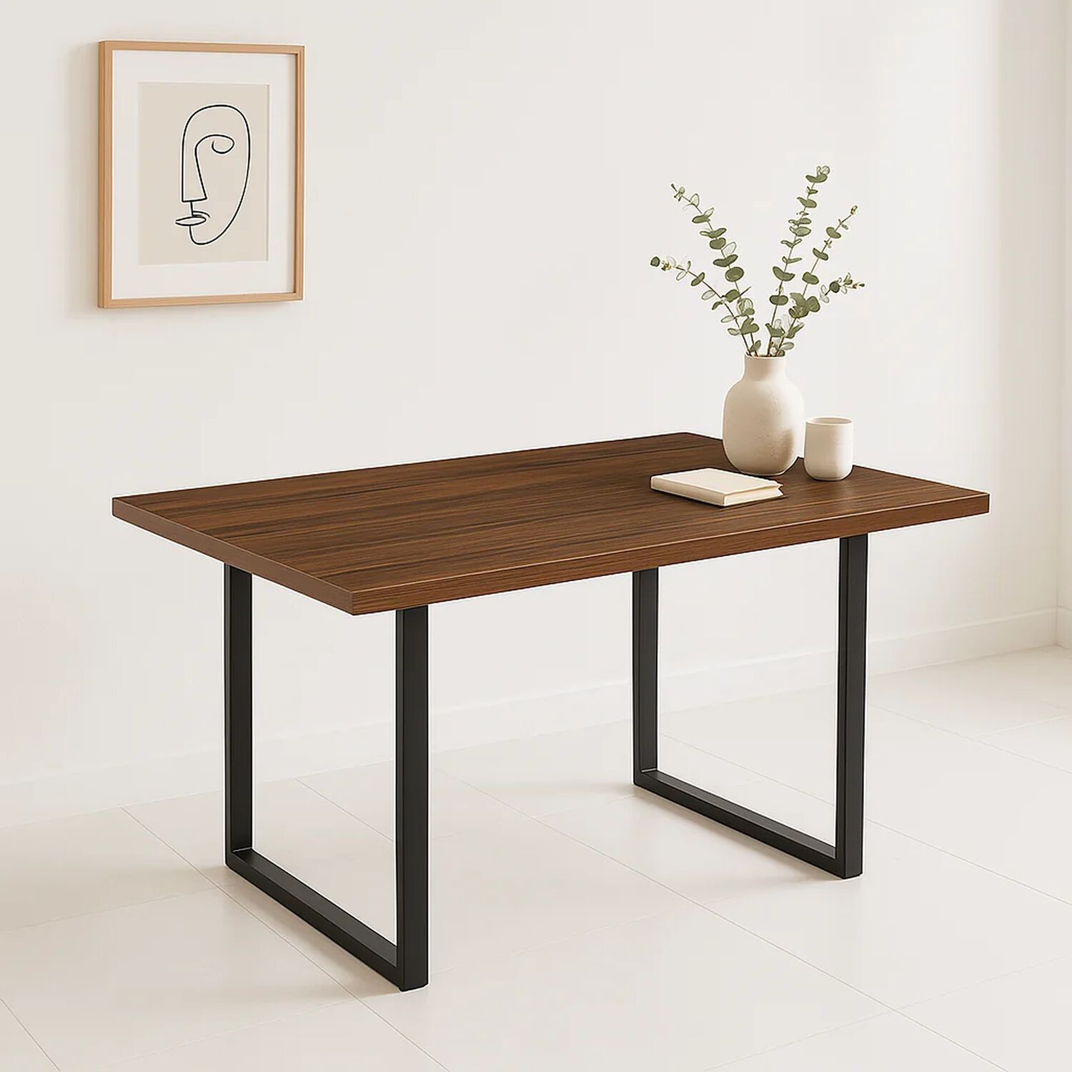 Mesa De Comedor Estilo Industrial 140x90 - Madera Oscura Walnut image number 1.0