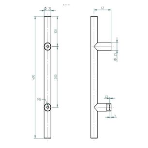 Tirador 9680 25x200mm