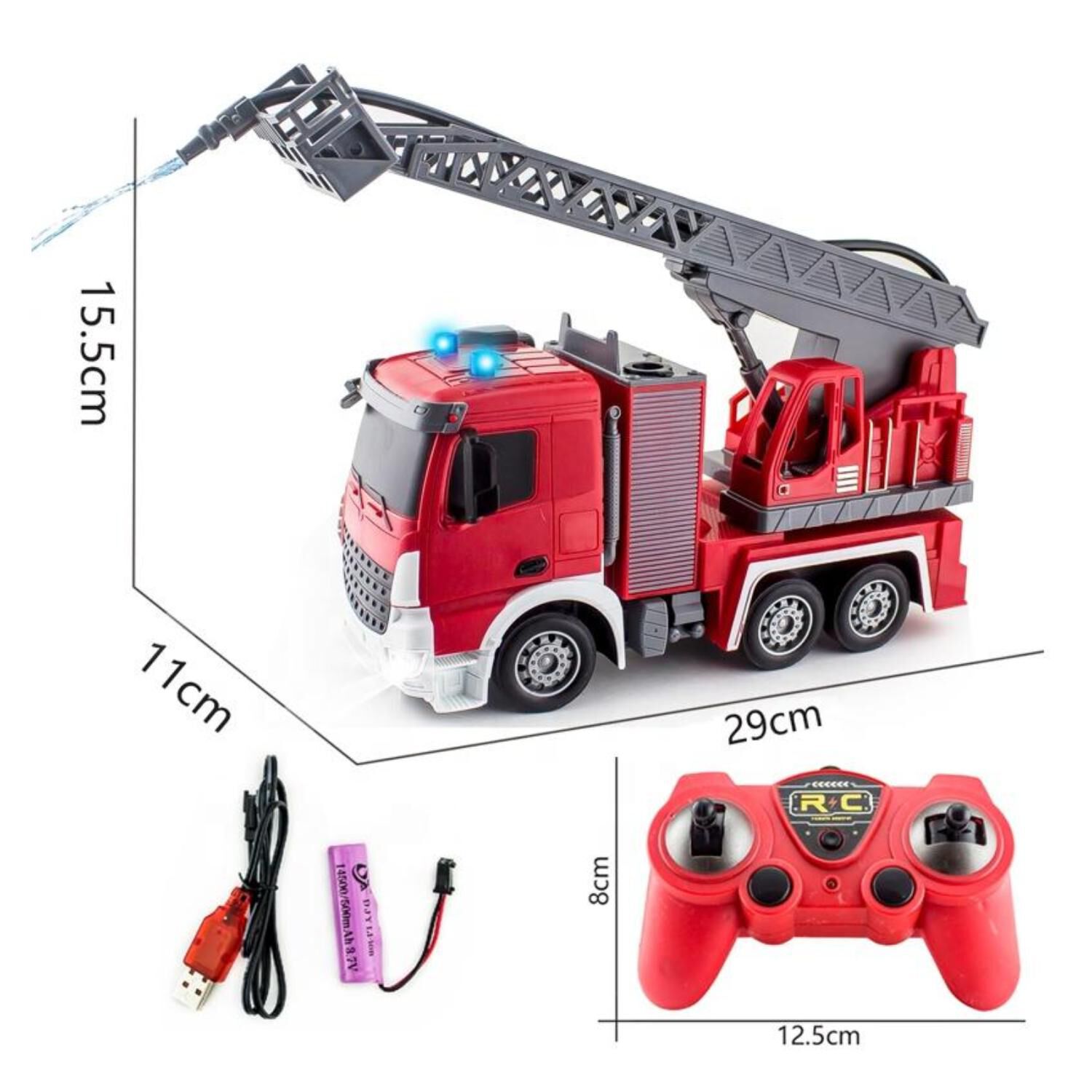 Juguete Camion De Bomberos A Control Remoto 1:24 Luces Agua Infantil image number 2.0