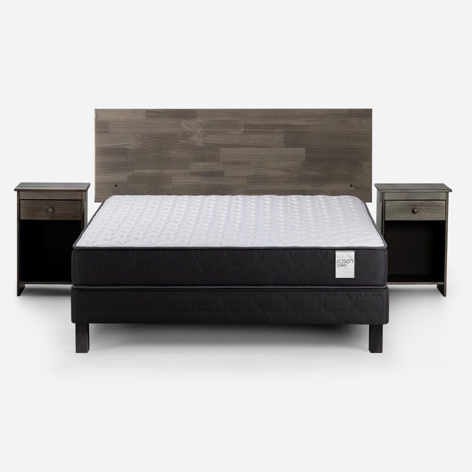 Cama Europea Rosen Wave / 2 Plazas / Base Normal + Set De Maderas Tabor Grafito image number 2.0