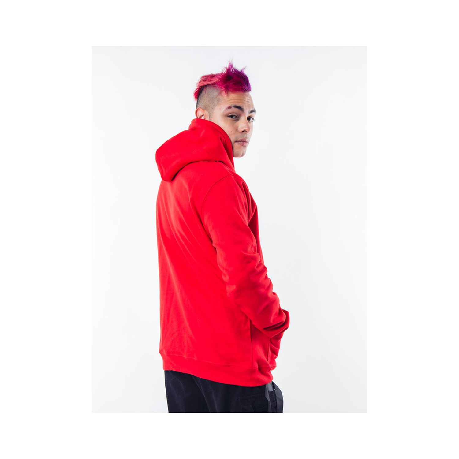 Poleron Rojo Canguro Hombre Relaxed Fit Para Estampar image number 2.0